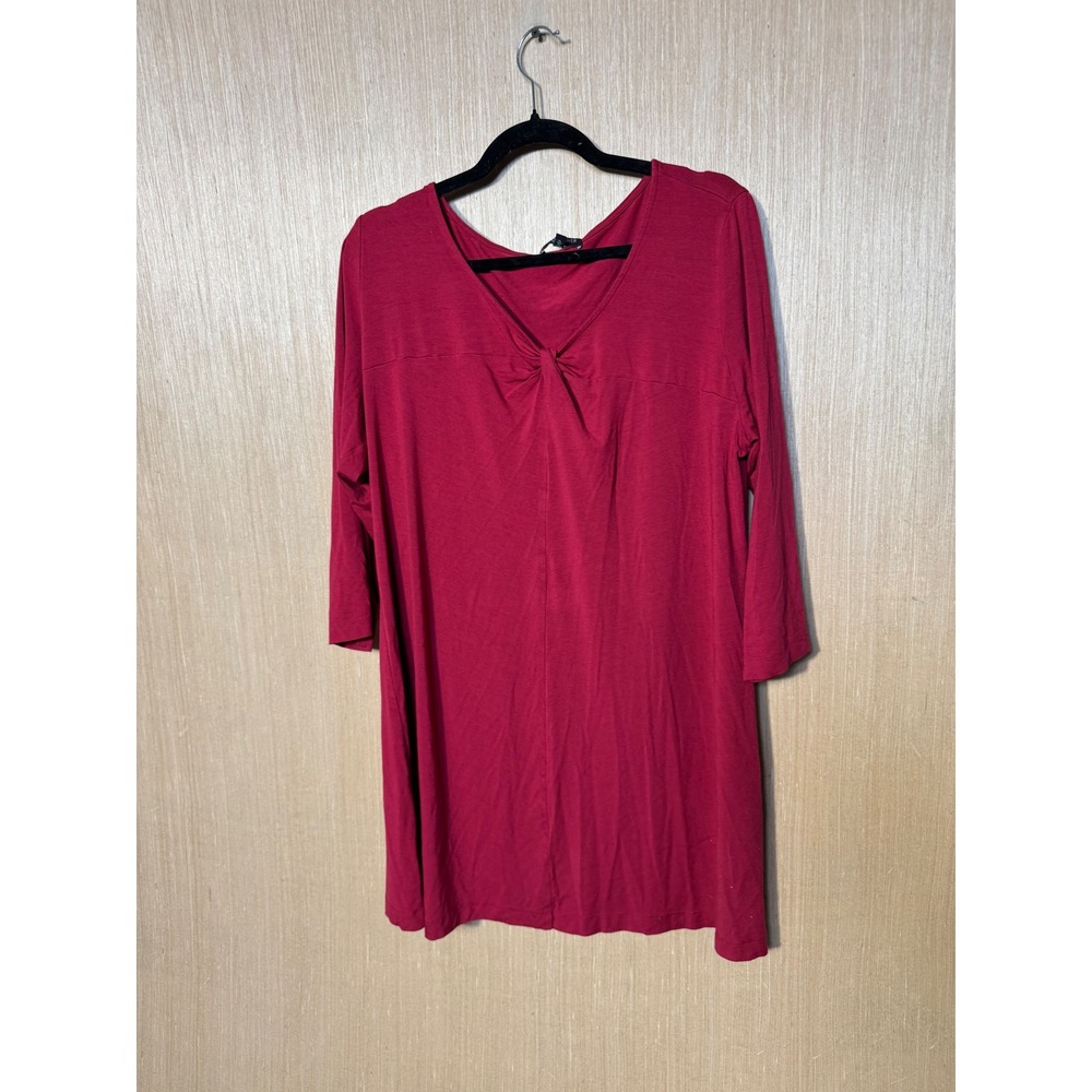 Eileen Fisher Woman Twist Front V-Neck 3/4 Sleeve Tunic Top 1X